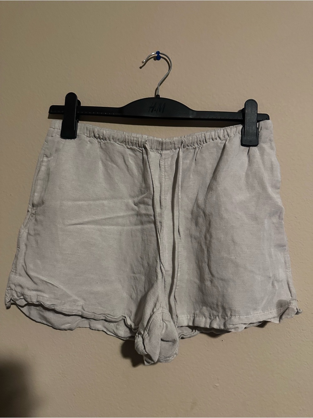 H&M Light Gray Linen-Blend Athletic Shorts